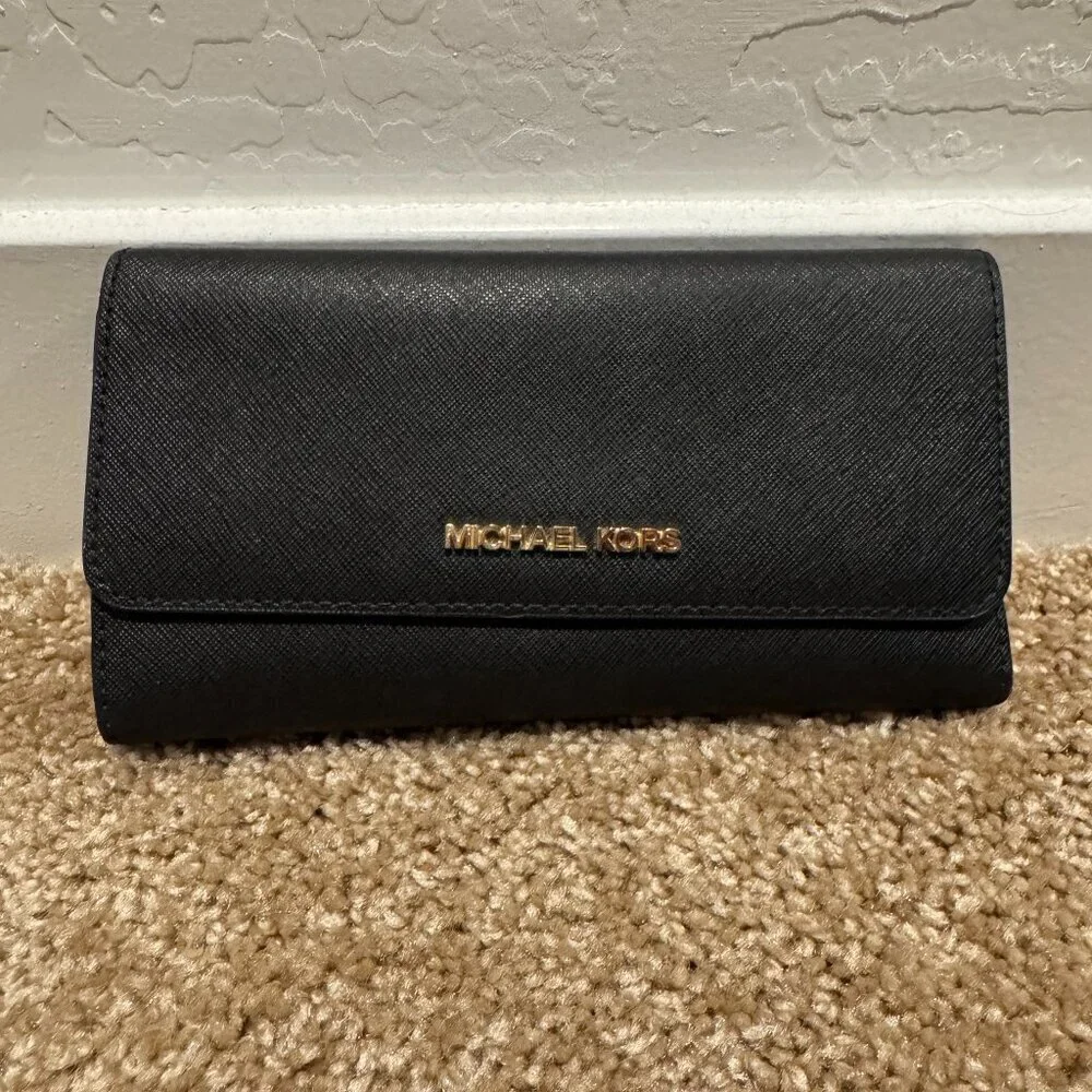 Michael Kors Trifold Wallet Black & Gold